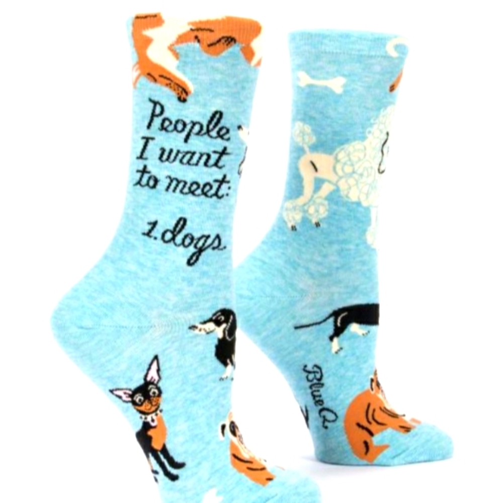 Blue Q PEOPLE I WANT TO MEET: DOGS W-CREW SOCKS